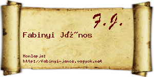 Fabinyi János névjegykártya